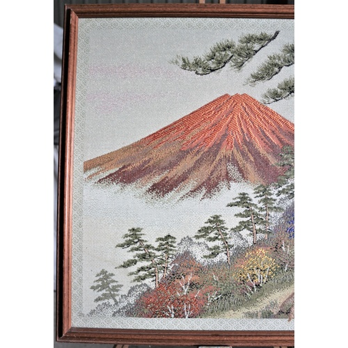 23 - Framed & Glazed Japanese Scene 1900's Embroidery Picture on silk