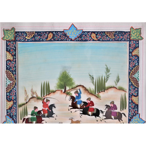 24 - Khatam-kari Framed & Glazed 1900's Persian Watercolour on Paper