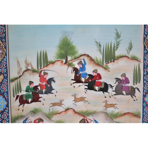 24 - Khatam-kari Framed & Glazed 1900's Persian Watercolour on Paper