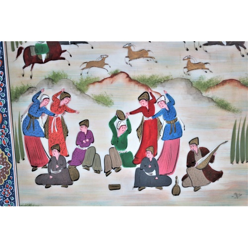 24 - Khatam-kari Framed & Glazed 1900's Persian Watercolour on Paper