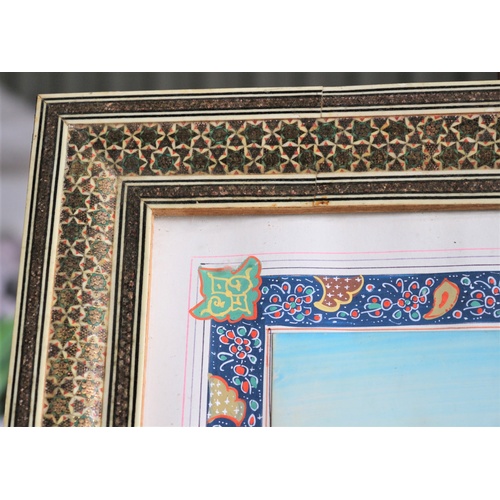 24 - Khatam-kari Framed & Glazed 1900's Persian Watercolour on Paper