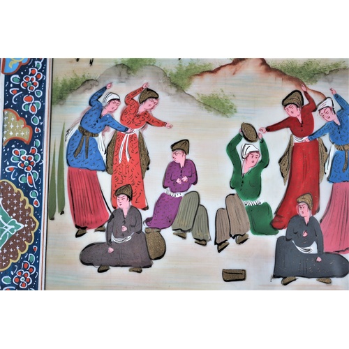 24 - Khatam-kari Framed & Glazed 1900's Persian Watercolour on Paper