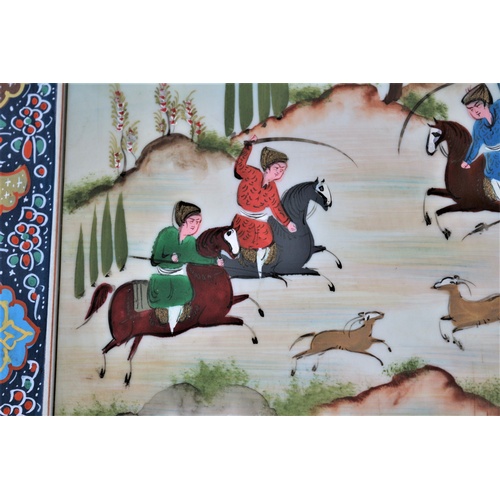 24 - Khatam-kari Framed & Glazed 1900's Persian Watercolour on Paper