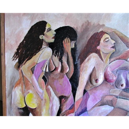 6 - Rarely Available  - Thickly Applied Oil on Canvas by Israeli Artist - Nili Glazer - Title is Figurat... 