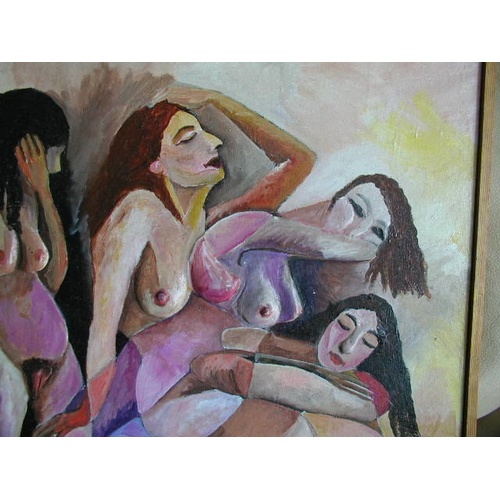 6 - Rarely Available  - Thickly Applied Oil on Canvas by Israeli Artist - Nili Glazer - Title is Figurat... 