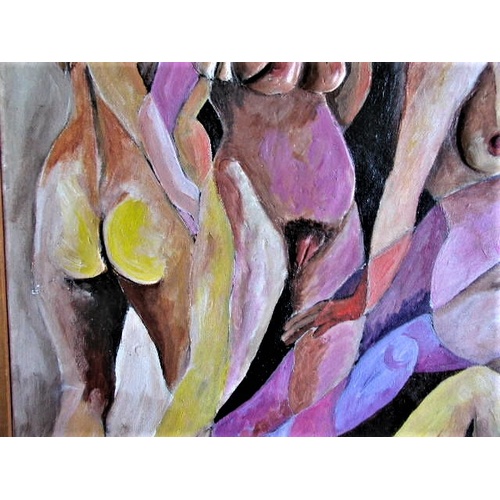 6 - Rarely Available  - Thickly Applied Oil on Canvas by Israeli Artist - Nili Glazer - Title is Figurat... 