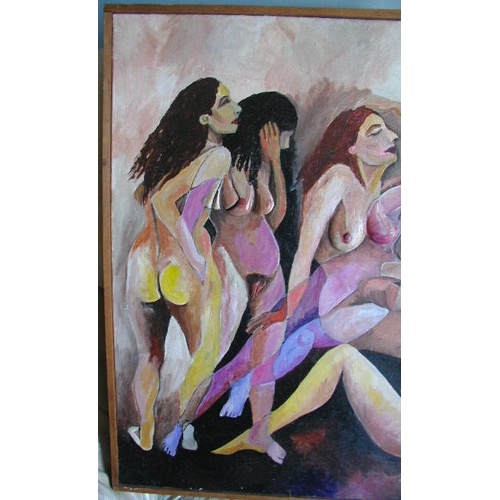 6 - Rarely Available  - Thickly Applied Oil on Canvas by Israeli Artist - Nili Glazer - Title is Figurat... 