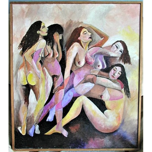 6 - Rarely Available  - Thickly Applied Oil on Canvas by Israeli Artist - Nili Glazer - Title is Figurat... 