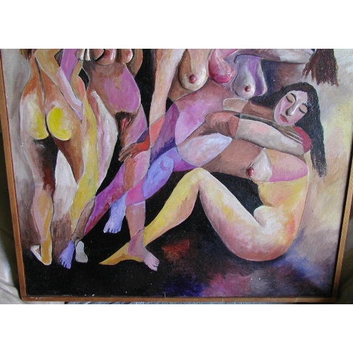 6 - Rarely Available  - Thickly Applied Oil on Canvas by Israeli Artist - Nili Glazer - Title is Figurat... 