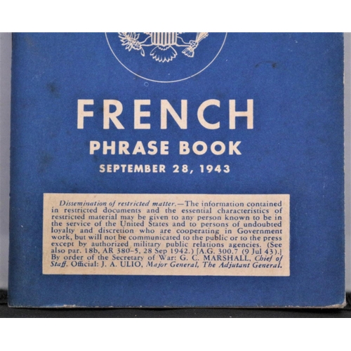 3 - WW11 Restricted US Government French Phrase Book - September 28, 1943