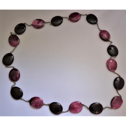 8 - Vintage Large 'Pebble' Styled Necklace - Plastic or Lucite with Rope Style Chain Joints