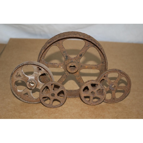 11 - Vintage or Maybe Antique Mixed Size Small Iron Trolley Wheels