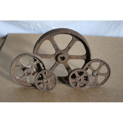 11 - Vintage or Maybe Antique Mixed Size Small Iron Trolley Wheels