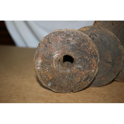 14 - WW11 Military Wooden Block Rope Rollers - Marked Where Linked To