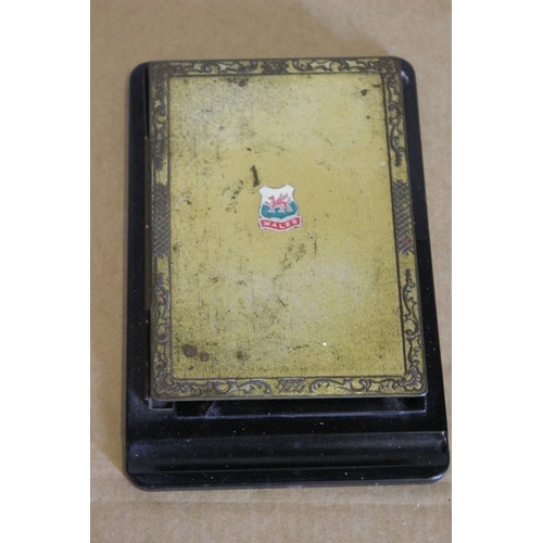 64 - Vintage Metal Flap Over Note Pad Holder with Wales Dragon Emblem on the Front