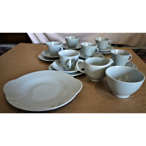 93 - Large Set of Wood's Iris Crockery - 6 Cups, Saucers and Sandwich Plates. Milk Jug, Sugar Bowl and Se... 