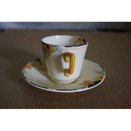 96 - Crown Ducal Sunburst Coffee Cup & Saucer