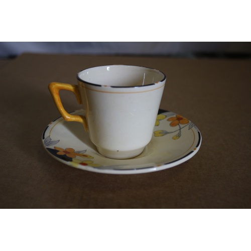 96 - Crown Ducal Sunburst Coffee Cup & Saucer