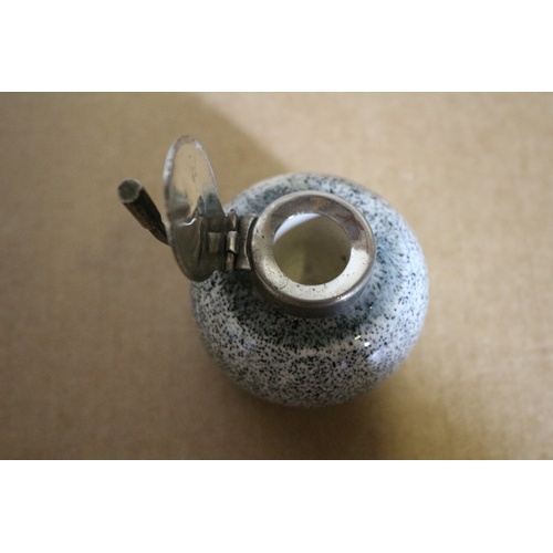 101 - Vintage Miniature Curling Stone Ink Well - Made from Ailsa Craig Granite and Silver Coloured Metal T... 