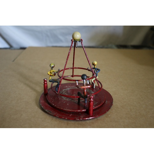 102 - Vintage Metal Stick Men Spinning Frame Toy