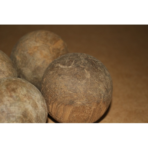 180 - 4 x Antique Wooden Balls