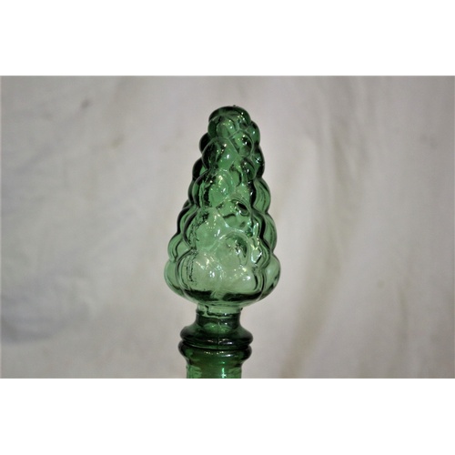 191 - Vintage Large Green Bubble Bottle with Top Made in Italy