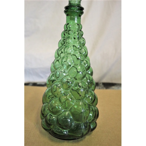 191 - Vintage Large Green Bubble Bottle with Top Made in Italy