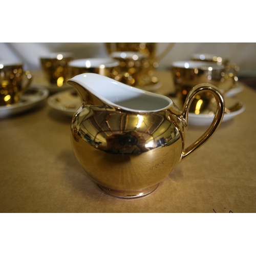 199 - Unused Vintage 15 Piece Highly Decorative Coffee Set in Gold Colour