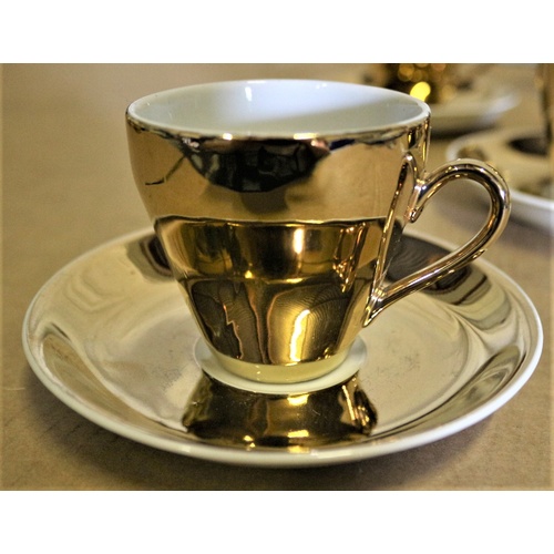 199 - Unused Vintage 15 Piece Highly Decorative Coffee Set in Gold Colour