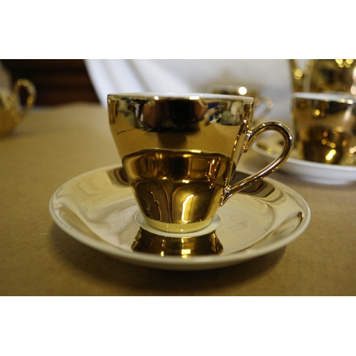 199 - Unused Vintage 15 Piece Highly Decorative Coffee Set in Gold Colour