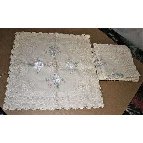 201 - Set of 4 Vintage Hand Embroidered Cushion Covers Unused