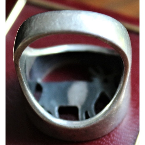 211 - Solid Silver Capricorn Ring - Stamped 1973 - London - John Pinches