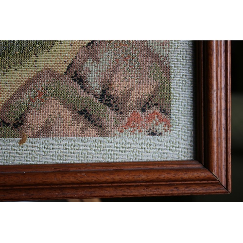 228 - Framed & Glazed Japanese Scene 1900's Embroidery Picture on silk