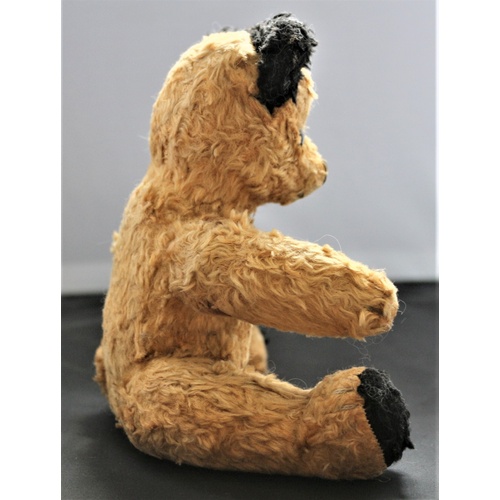 194 - Very Old / Vintage Small Teddy Bear - Movable Arms & Legs - Glass Eyes 6 inches tall when seated