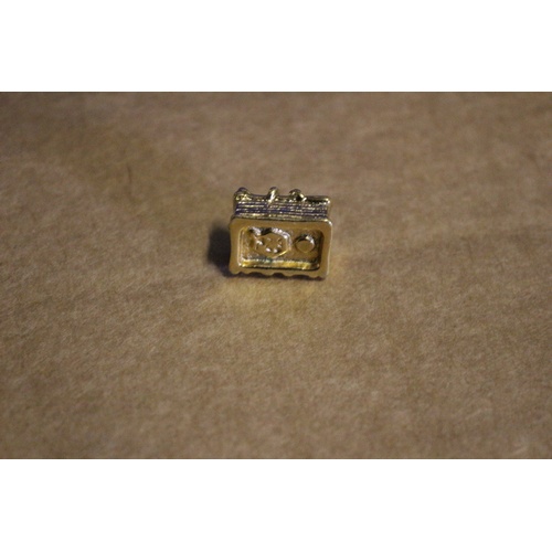 62 - Gold Coloured Metal Charm Bracelet Charm of a Book