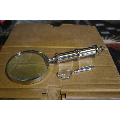 237 - Large and Small Silver Coloured Metal Magnifying glasses