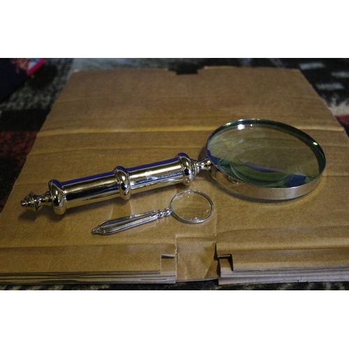 237 - Large and Small Silver Coloured Metal Magnifying glasses