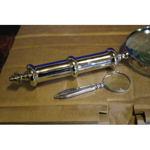 237 - Large and Small Silver Coloured Metal Magnifying glasses