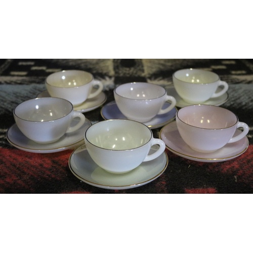 418 - Set of 6 Vintage Arcopal France Harlequin Cups and Saucers