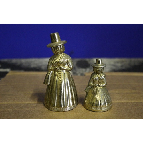 429 - Vintage Mother and Daughter Welsh Maidens Brass Bells