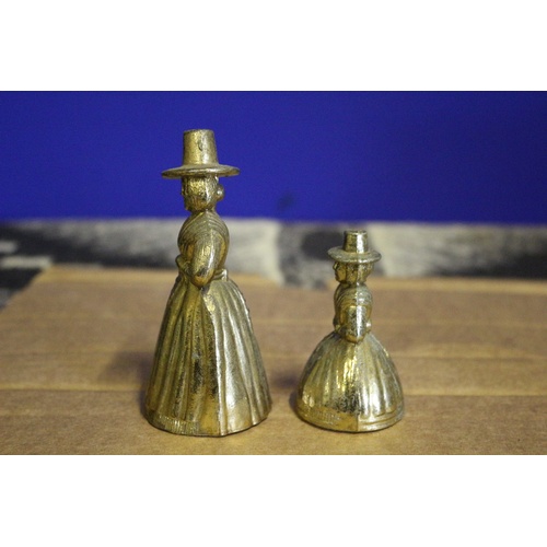 429 - Vintage Mother and Daughter Welsh Maidens Brass Bells