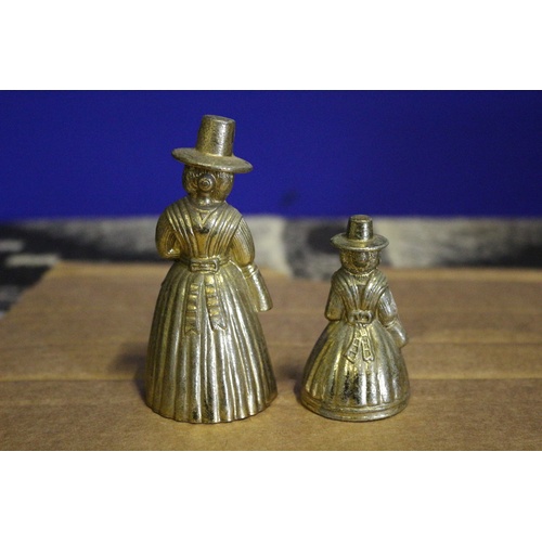 429 - Vintage Mother and Daughter Welsh Maidens Brass Bells