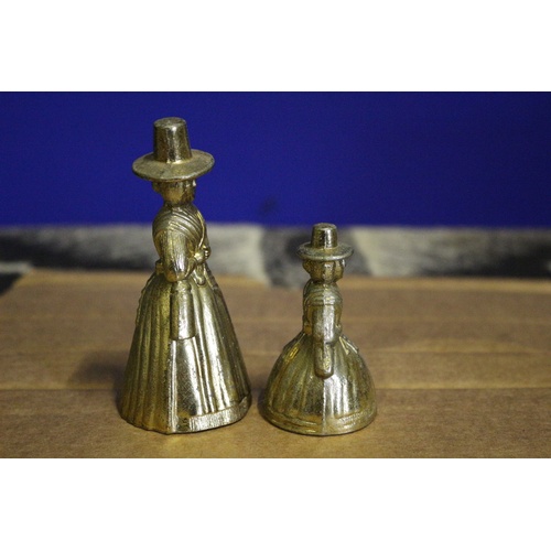 429 - Vintage Mother and Daughter Welsh Maidens Brass Bells