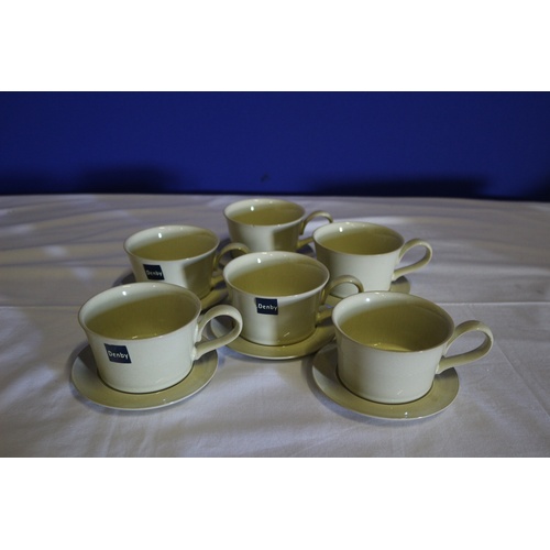 3 - Set of 5 Denby Drama Cream Tea/Coffee Cups and Saucers