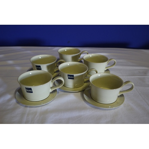 3 - Set of 5 Denby Drama Cream Tea/Coffee Cups and Saucers