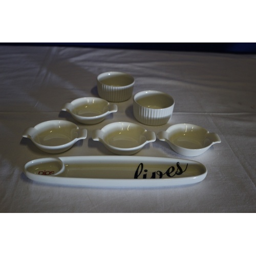 6 - Collection of Small Pip Dishes plus an Olive Server and Souffle Dishes