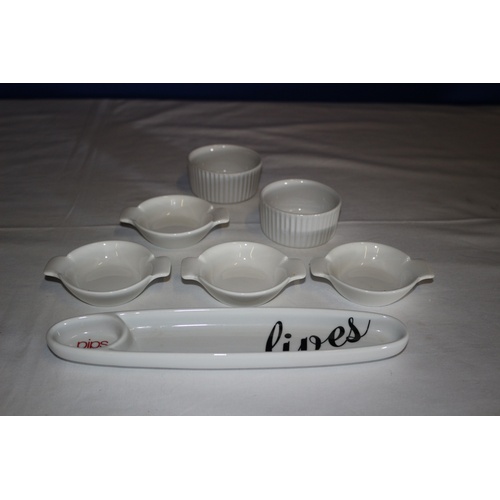 6 - Collection of Small Pip Dishes plus an Olive Server and Souffle Dishes