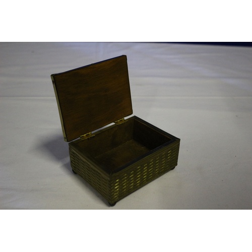 32 - Metal Plated Trinket Box with Coastal Scene Picture on the Lid