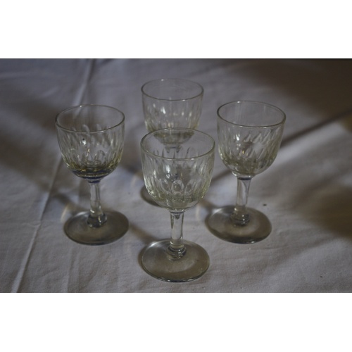 115 - Vintage Stainless Steel Small Tray with Welsh Picture from Zimco and 4 Sherry Glasses