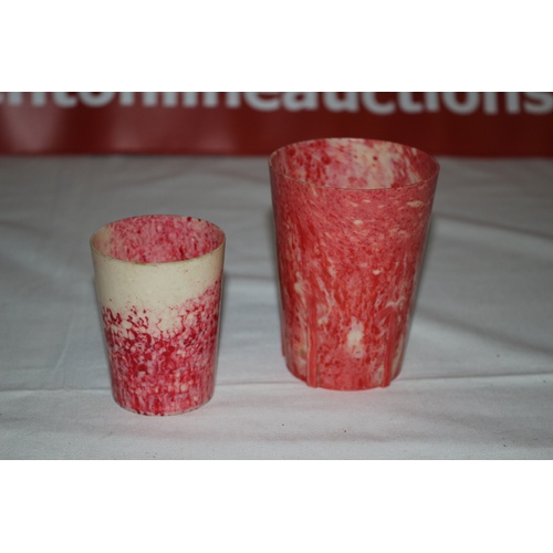 66 - 2 x Bakelite Tumblers in a Mottled Red